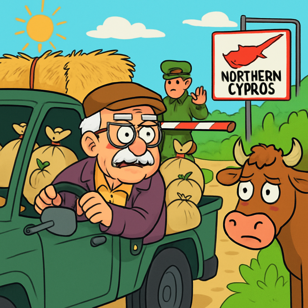 Se sospecha que un hombre de 75 años está contrabandeando heno y alimento para animales desde el norte de Chipre en medio de un brote de fiebre aftosa.