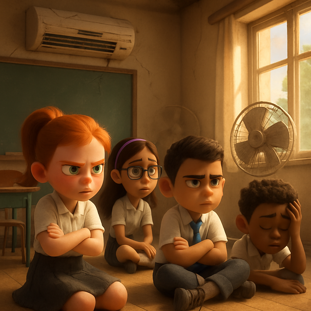 Ученики гимназии Полиса Хрисохуса устроили сегодня двухчасовой бойкот занятий из-за неработающих кондиционеров и сломанных вентиляторов в классе.