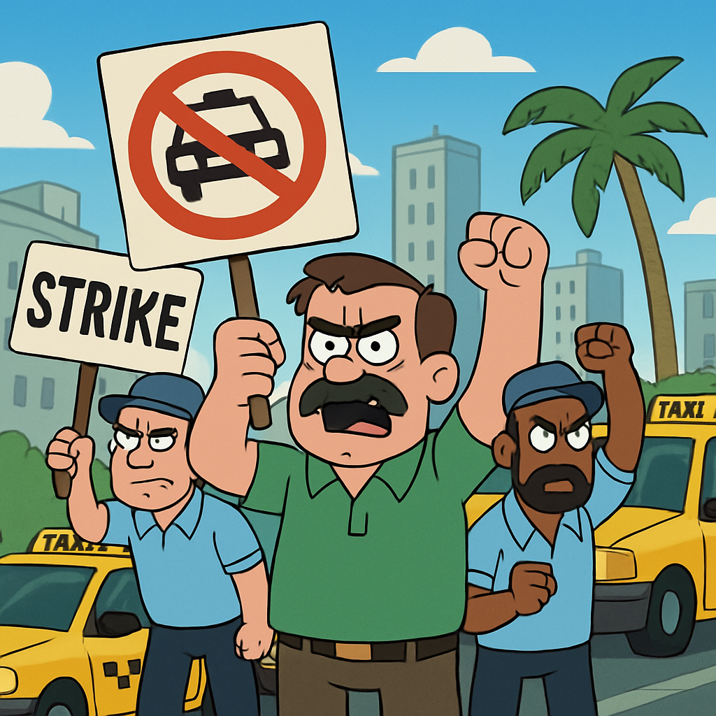 Today, taxi drivers in Larnaca are on strike, citing the issue of "professional survival.