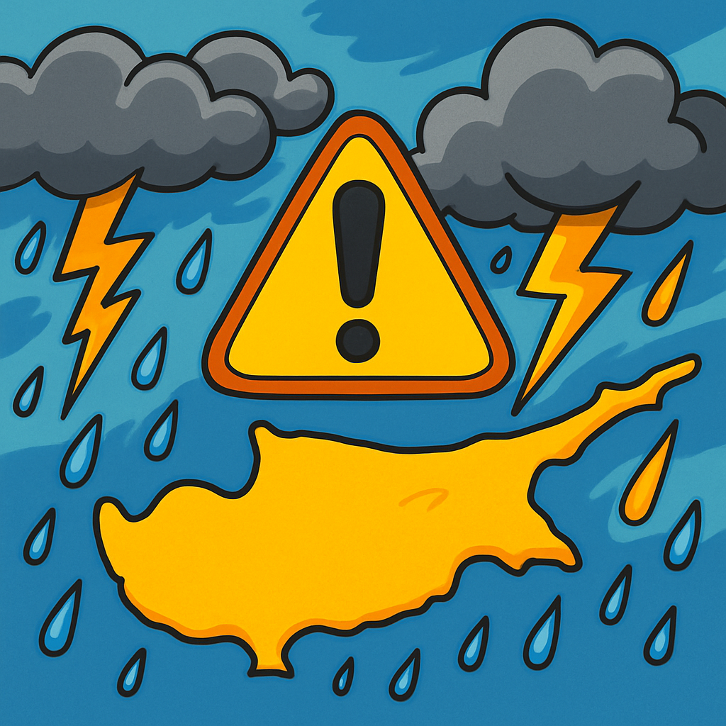 A new "yellow" warning for rain and thunderstorms has been issued in Cyprus.