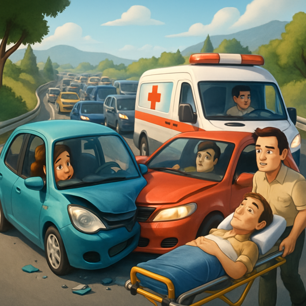 Из-за ДТП на хайвее Никосия - Лимассол в районе Скарину образовалась пробка.