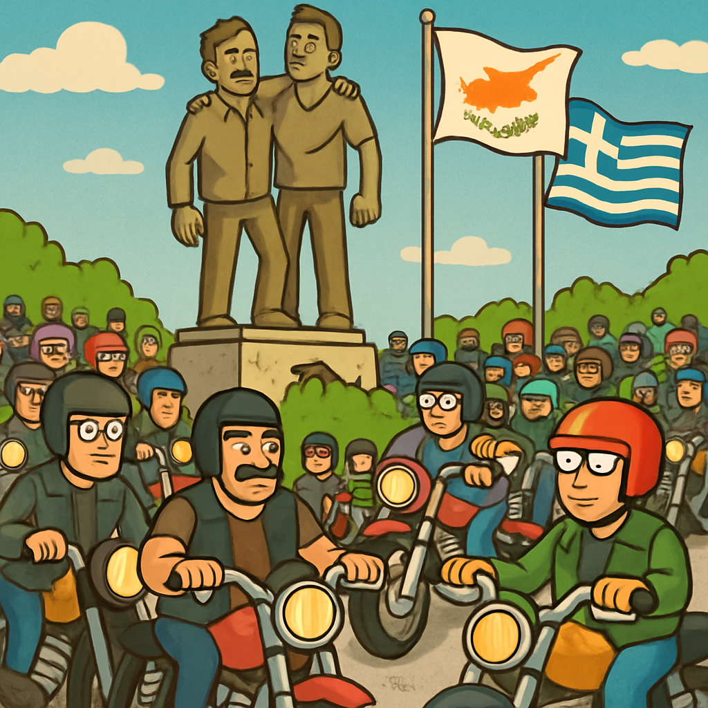 Сотни байкеров сьезжаются со всех городов Кипра на открытие памятника Тасосу Исааку и Соломосу Солому.