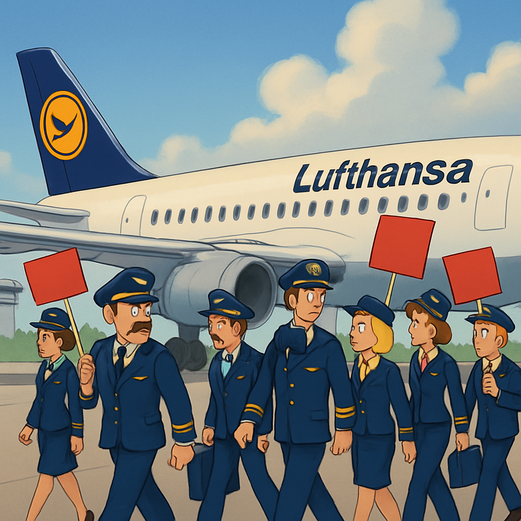 Large parts of Lufthansa's flight operations have been at a standstill with pilots and cabin crew wa