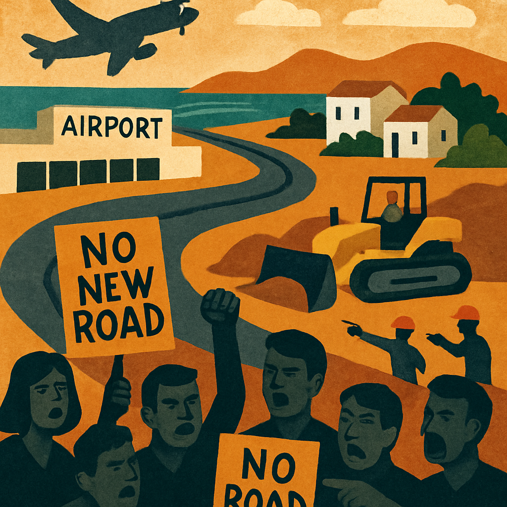 A conflict of interest has erupted around Paphos airport due to the construction of a new road.