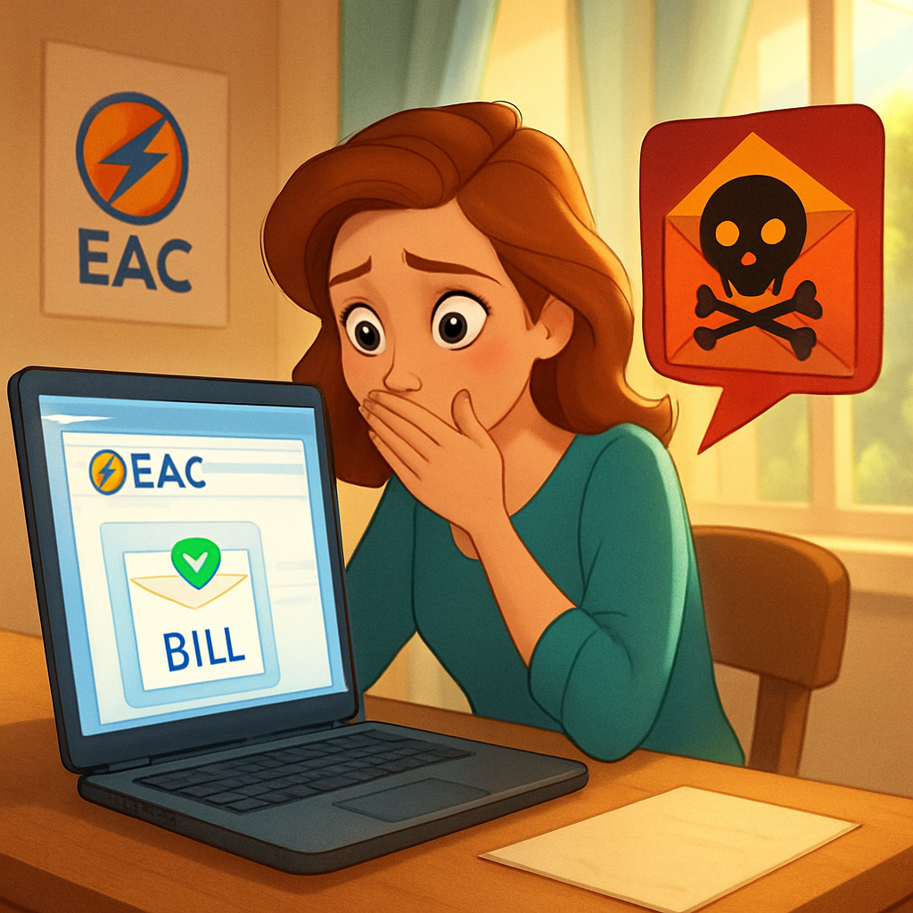 Управление электроэнергетики Кипра (EAC) предупреждает о новой волне мошеннических электронных писем потребителям, в которых ложно утверждается, что счета за электроэнергию теперь доступны в Интернете, и содержится призыв произвести оплату по вредоносной ссылке.