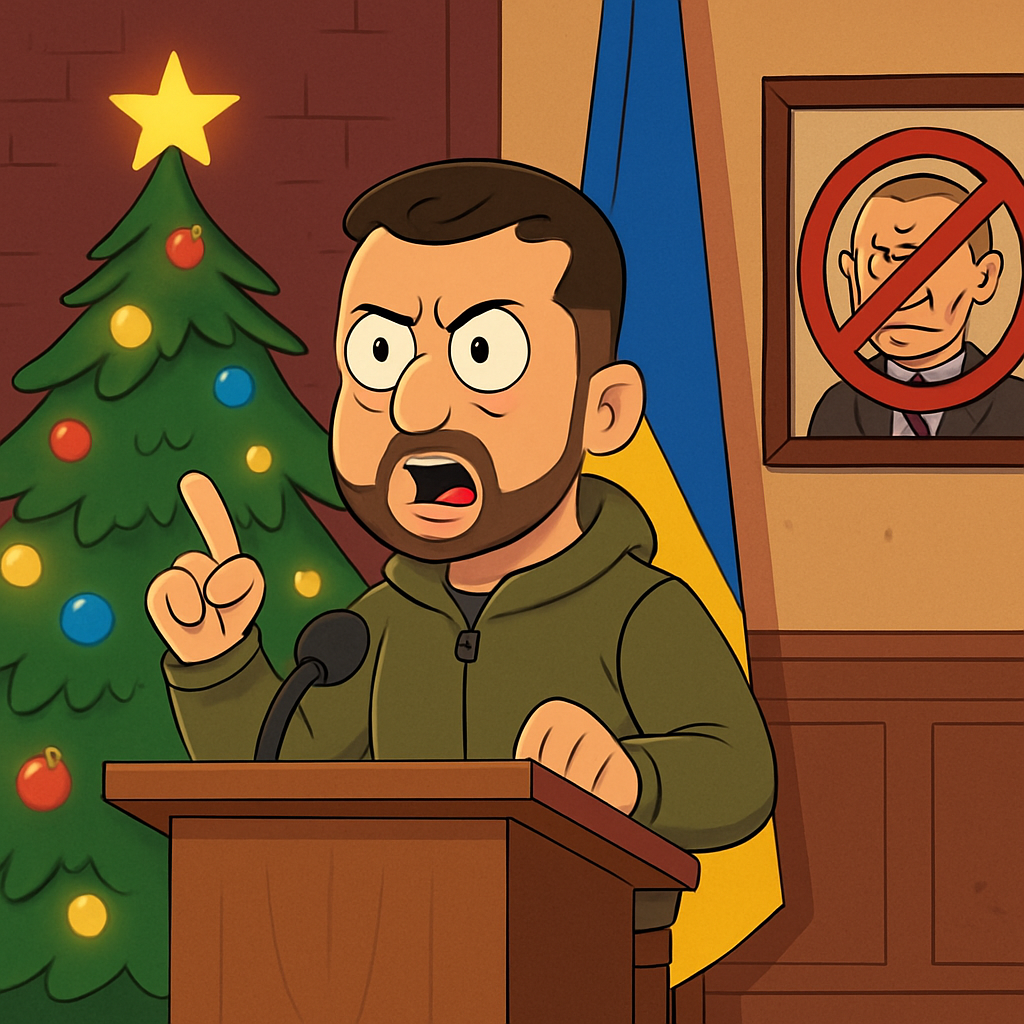 In his Christmas Eve address, President Zelenskyy voiced Ukrainians' wish for Putin's demise and condemned Russia's ongoing attacks.