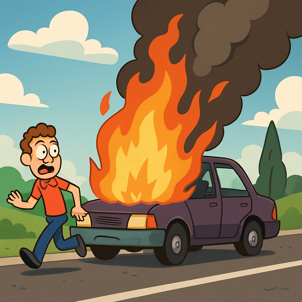 Сегодня днем в Пафосе произошел пожар в автомобиле, который двигался по дороге.