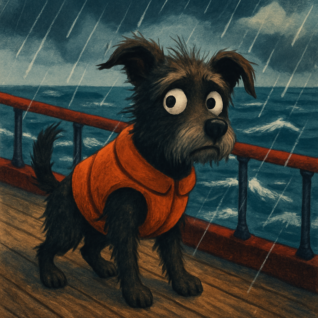 How would a 10-year-old terrier mutt, averse to flying, fare during eight days at sea?