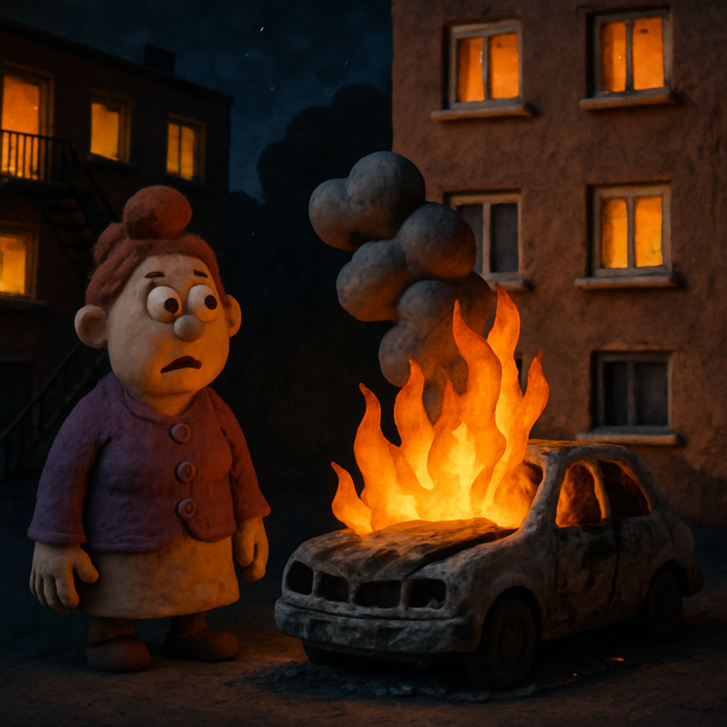 At night in Limassol, a car belonging to a 56-year-old woman burned down in the parking lot of an apartment building.