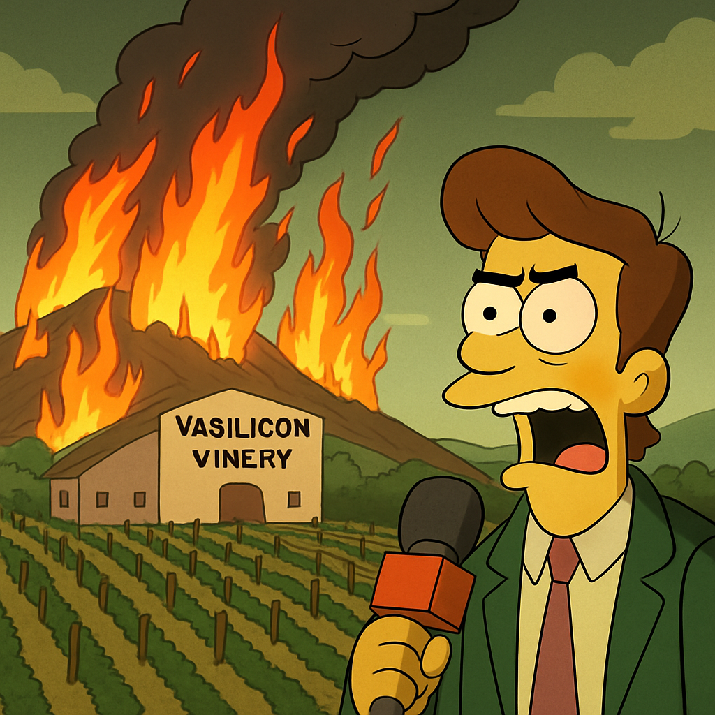 Пожар рядом с Vasilicon Vinery.