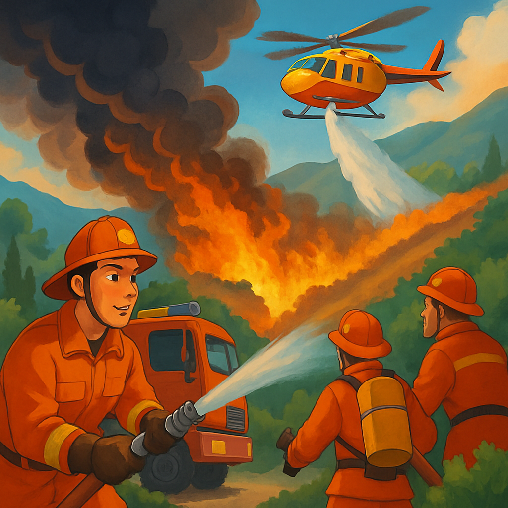 Между общинами Агия Варвара и Сия в районе Никосии тушат пожар.