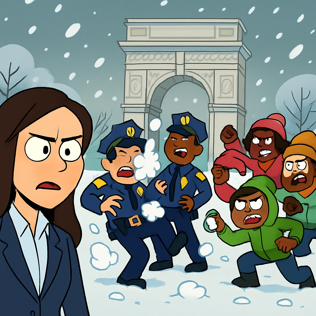 La comisionada de policía Jessica Tisch dijo que los oficiales habían sido atacados en una pelea de bolas de nieve en Washington Square Park durante la tormenta de nieve del lunes.