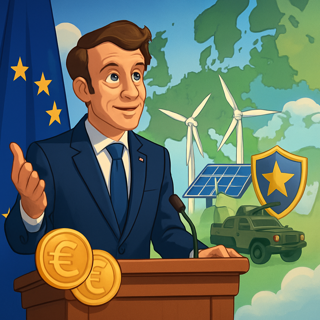 The French president has called for a common EU debt capacity and eurobonds to fund green tech, defence and security, arguing Europe must invest in its future.