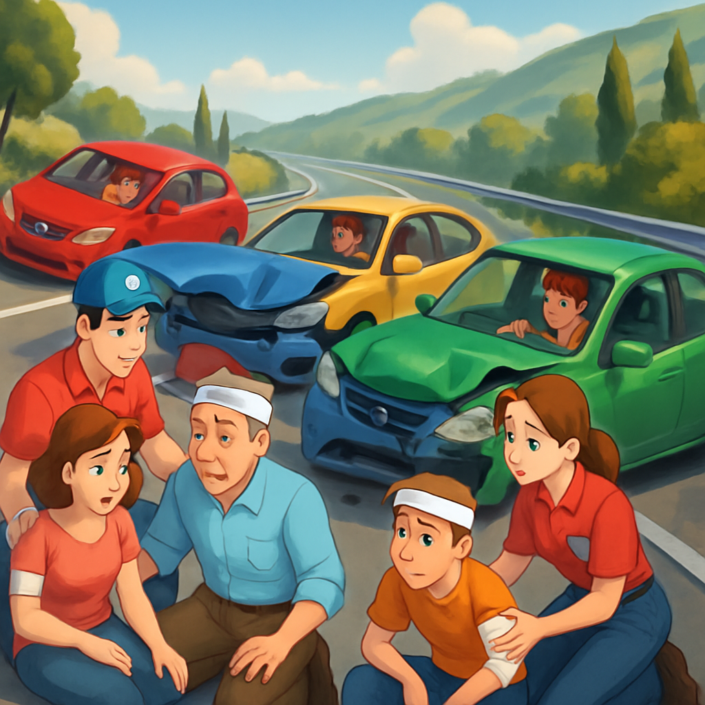 На трассе Лимассол-Пафос столкнулись 4 автомобиля.