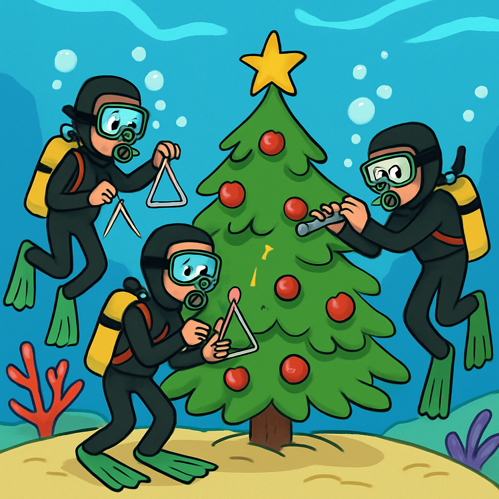 В Протарасе дайверы украсили рождественскую елку на дне моря и исполнили рождественские мелодии на треугольниках и флейтах, создав уникальный акустический опыт под водой.