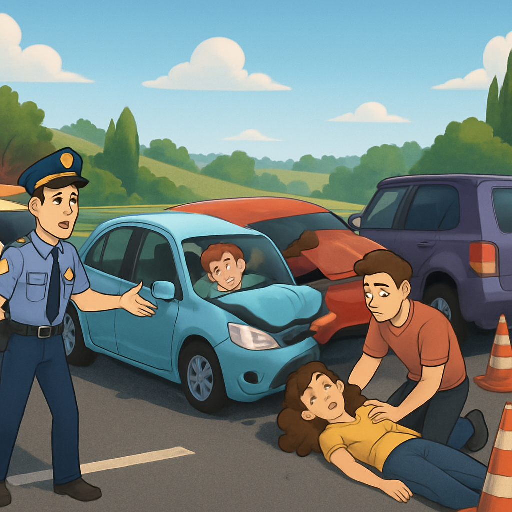 Two people were injured in an accident involving 3 cars.