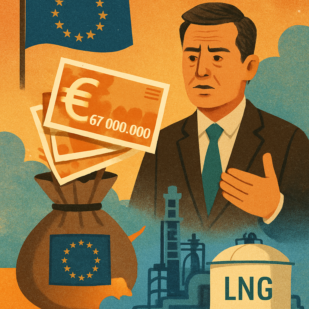 Cyprus returns 67 million euros allocated by the European Union for the construction of an LNG terminal in Vasiliko, stated the Minister of Energy, adding that he cannot specify the completion date of the project.