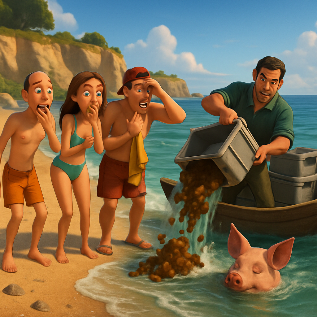 Посетители одного из пляжей Пафоса стали свидетелями жуткого зрелища: мужчина выгрузил в море контейнеры с отходами жизнедеятельности животных, среди которых была голова убитой свиньи.