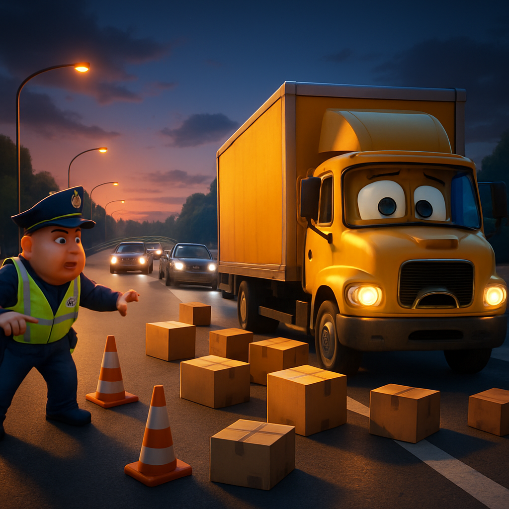 Во вторник вечером на шоссе Лимассол-Пафос закрыли одну из полос из-за выпавших из грузовика коробок.