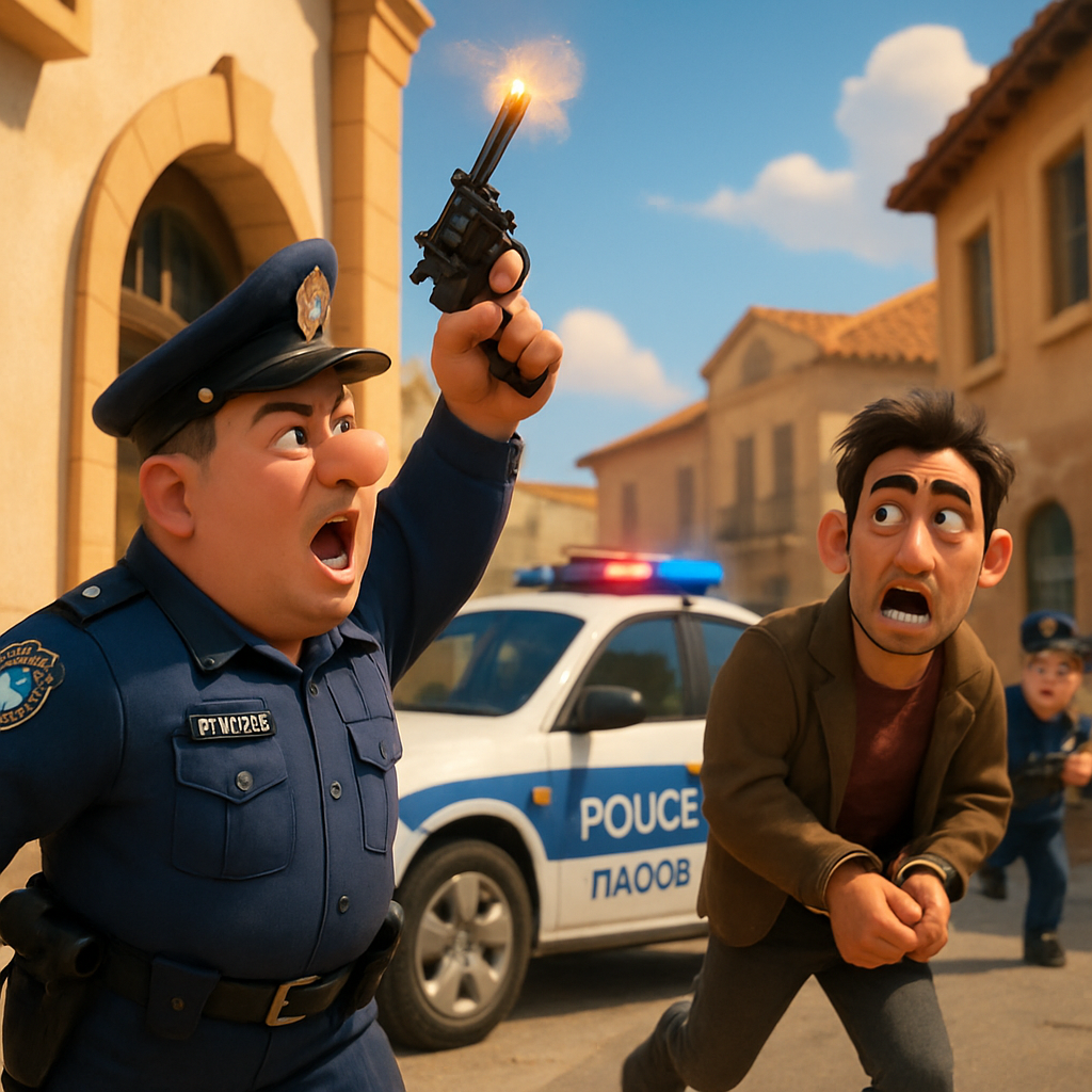 Полиция Пафоса применила сегодня предупредительные выстрелы в воздух, чтобы задержать мужчину, разыскиваемого за различные тяжкие преступления, в том числе грабеж.