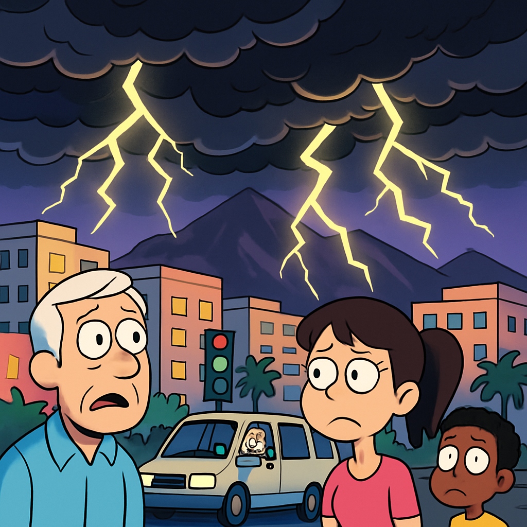 Жители Лимассола сообщают о зловещих грозовых вспышках, идущих на город со стороны Троодоса.