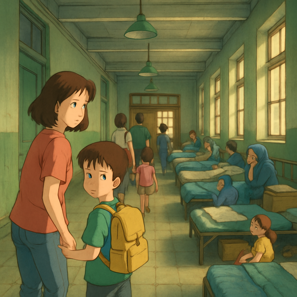 Los pasillos de las escuelas en el municipio de Kurion se están preparando para el alojamiento de los evacuados.