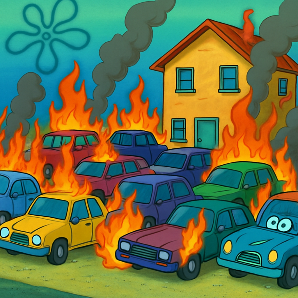 В Тсери, под Никосией пожар охватил 8 автомобилей возле одного из домов