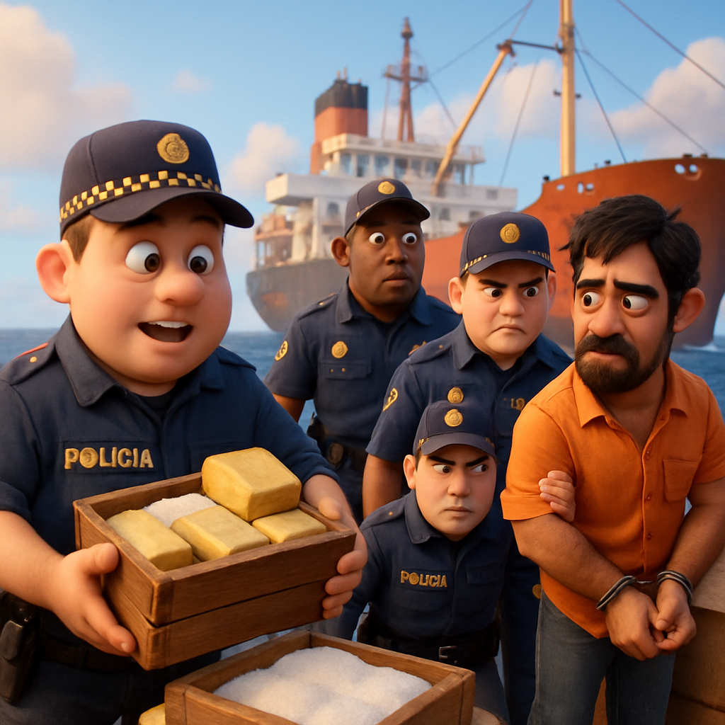 The National Police intercepted a merchant ship in the Atlantic with 9,994 kilos of cocaine hidden in salt.