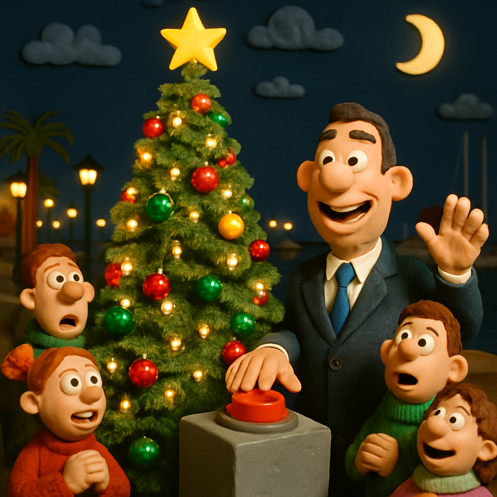 Вчера прошла церемония зажжения новогодней ёлки в марине Лимассола.