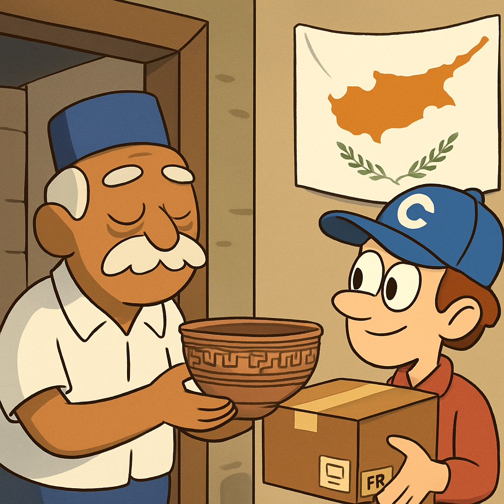 An ancient Cypriot ceramic bowl has been returned to Cyprus after being discovered on a French online auction.