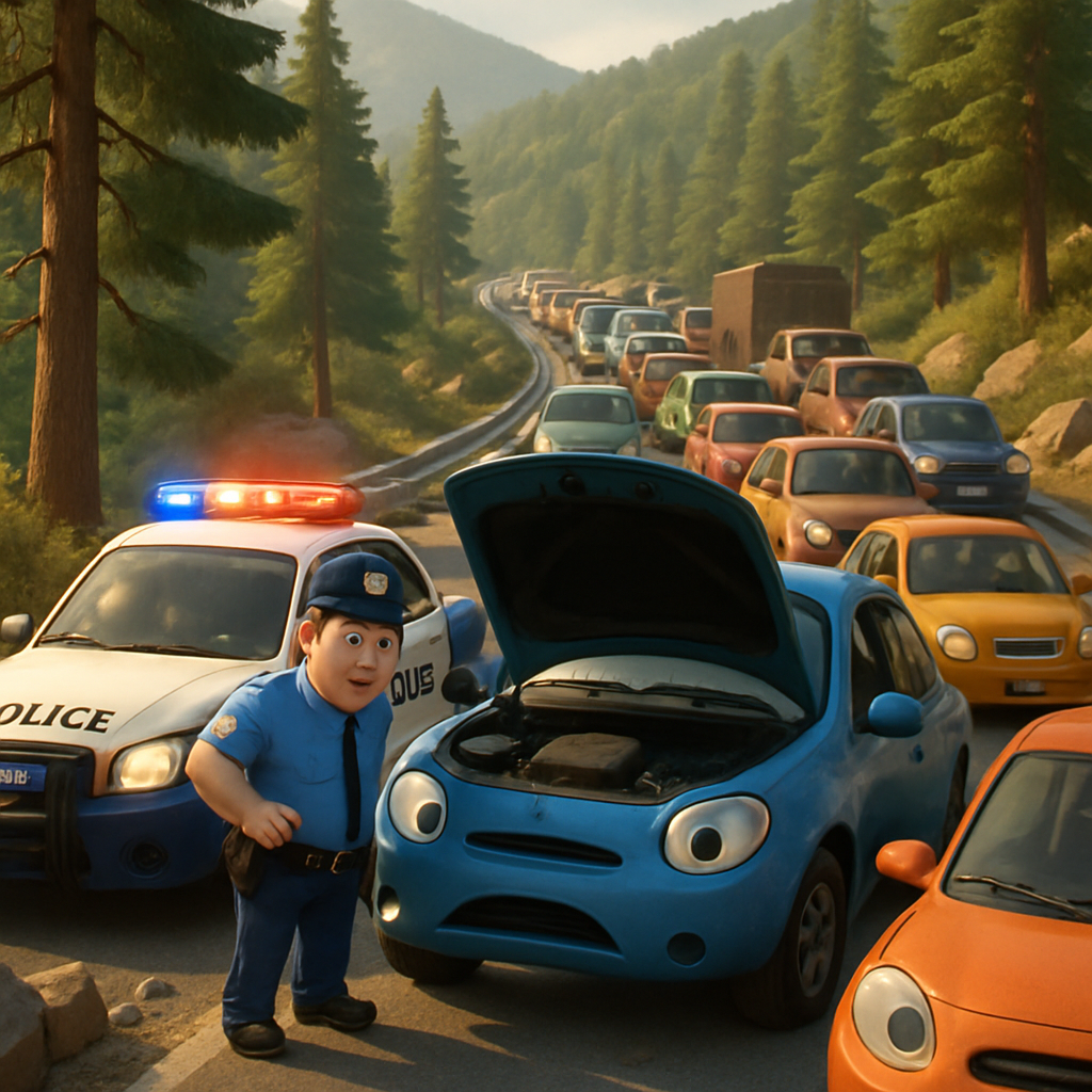 The police report severe traffic jams in the Troodos area.