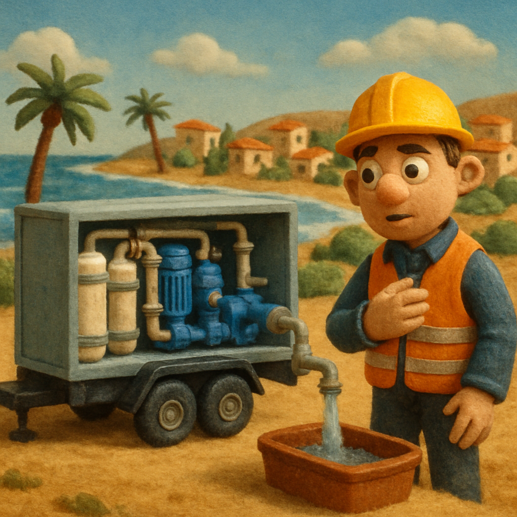 Мобильная опреснительная установка в Киссонерге (Пафос) с сегодняшнего дня будет работать в штатном режиме.