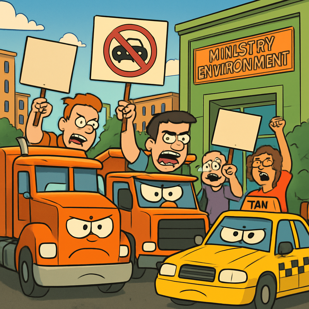 В Никосии проходит протест водителей у Министерства окружающей среды.