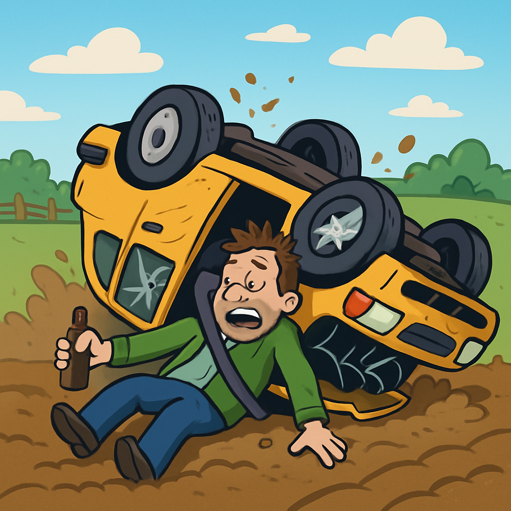 В Пафосе мужчина, управлявший автомобилем в нетрезвом состоянии и без прав, получил травмы после того, как машина перевернулась в поле.