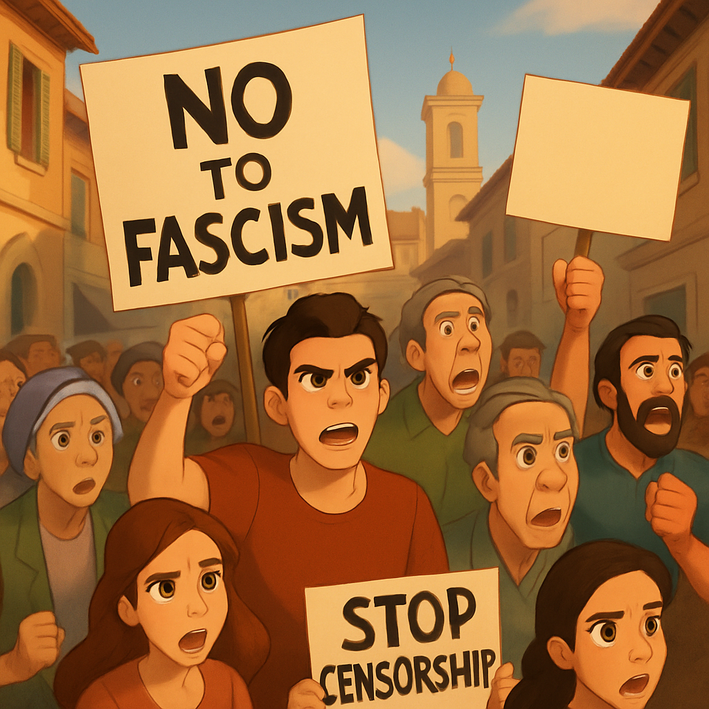 В Никосии собрались сотни демонстрантов, чтобы протестовать против того, что они назвали атмосферой фашистского запугивания и цензуры в отношении художника Джорджа Гавриэля.