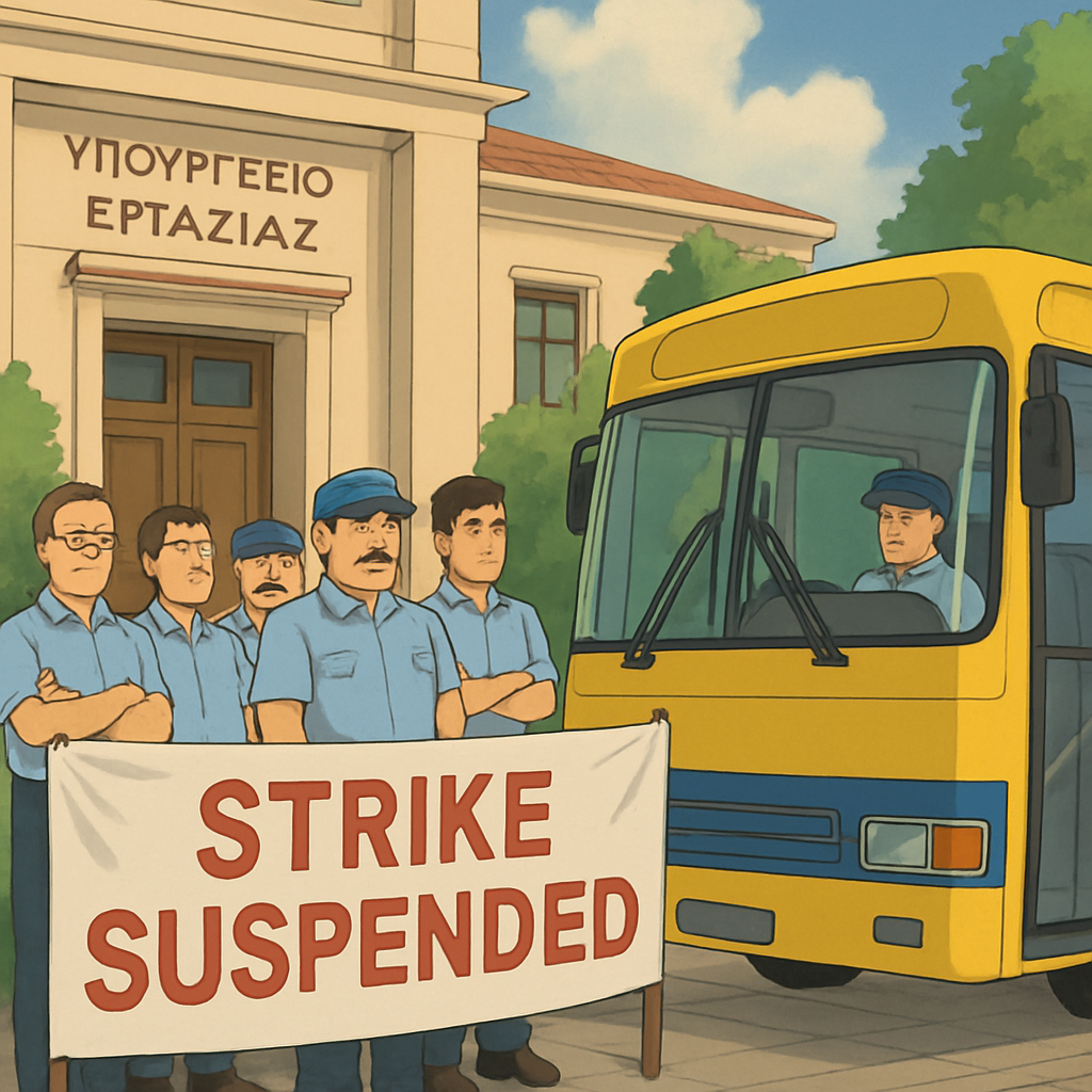 Забастовка работников общественного транспорта Ларнаки приостановлена после приглашения на срочные переговоры в министерство труда.