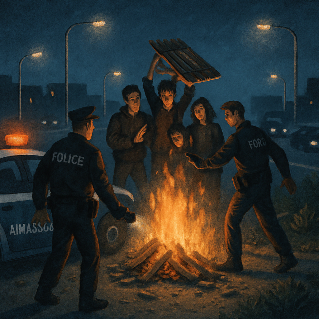 Вчера полиция Лимассола предотвратила попытку поджога, после того как группа молодых людей попыталась устроить большой костер на оживленной кольцевой развязке.