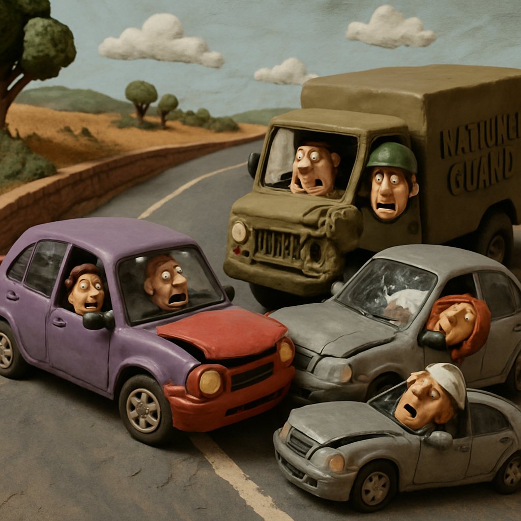 Четыре автомобиля, в том числе грузовик Национальной гвардии, попали в аварию во вторник на старой дороге Пафос-Лимассол.