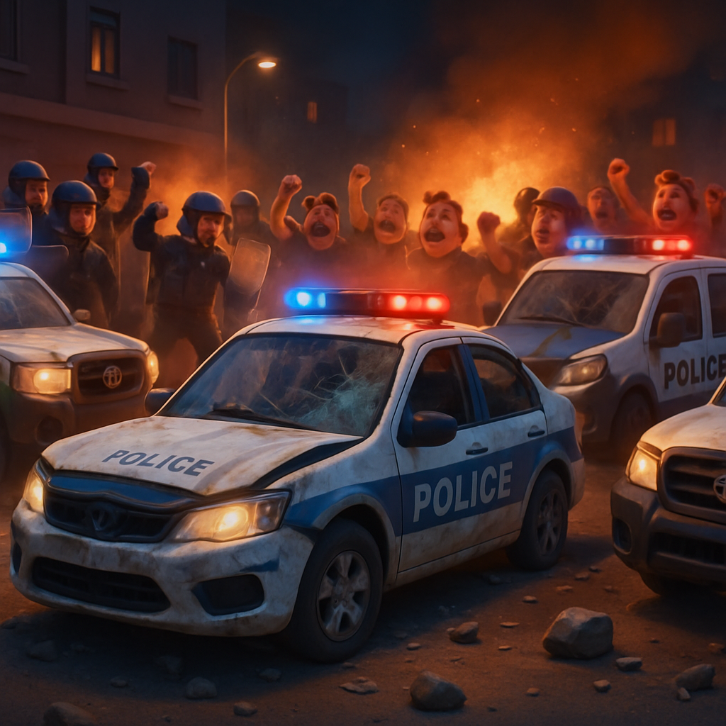 Five police vehicles were damaged during clashes with fans yesterday after the football match in Nicosia.