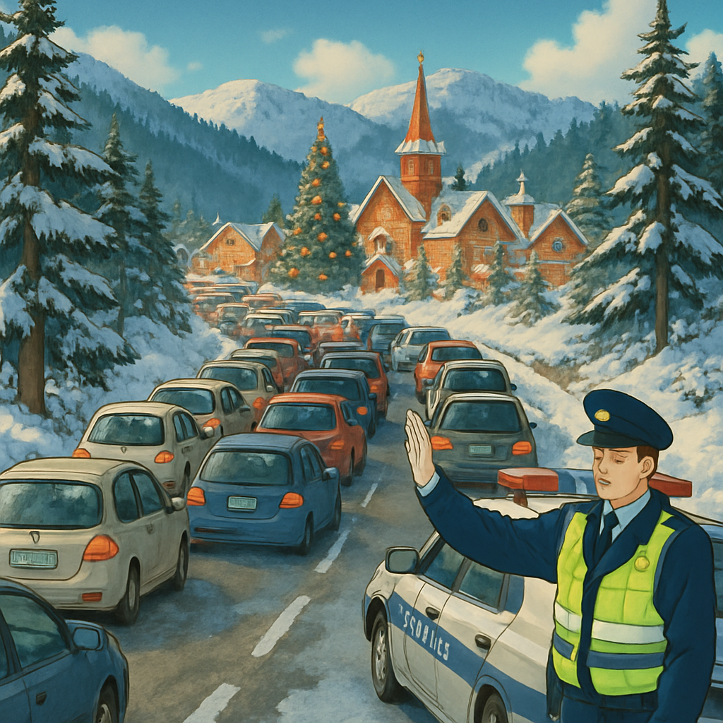 Из-за массового притока посетителей в рождественские деревни Кипра сегодня на дорогах в горных районах очень много машин.