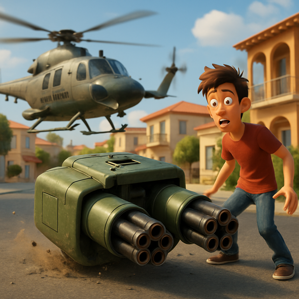 В Пафосе во время тренировочного полета от вертолета нацгвардии отсоединилась оружейная установка и упала в жилом районе.