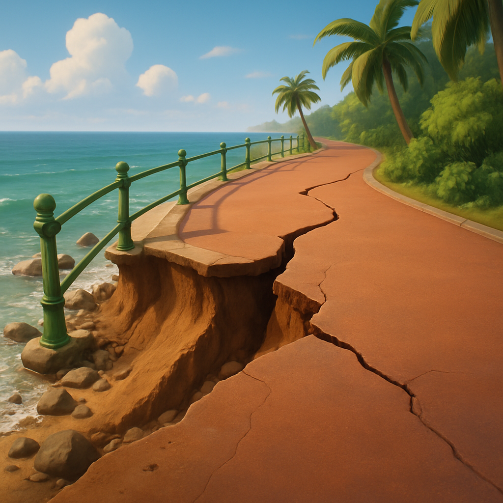 Коррозия разрушает прибрежную пешеходную дорожку в Ороклини (Ларнака).