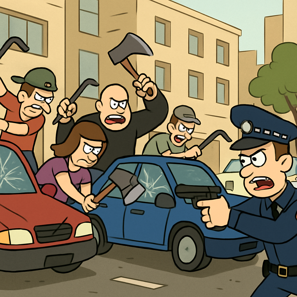 An armed confrontation occurred in the center of Larnaca: a group of people with crowbars and axes damaged cars, and then shots were fired.