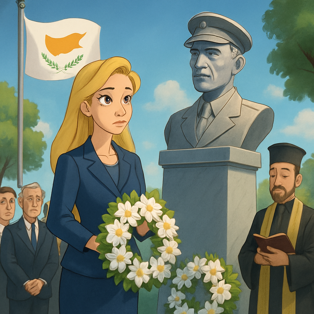 Speaker of the Cyprus Parliament Annita Demetriou participated in a memorial ceremony for Georgios Grivas in Limassol.