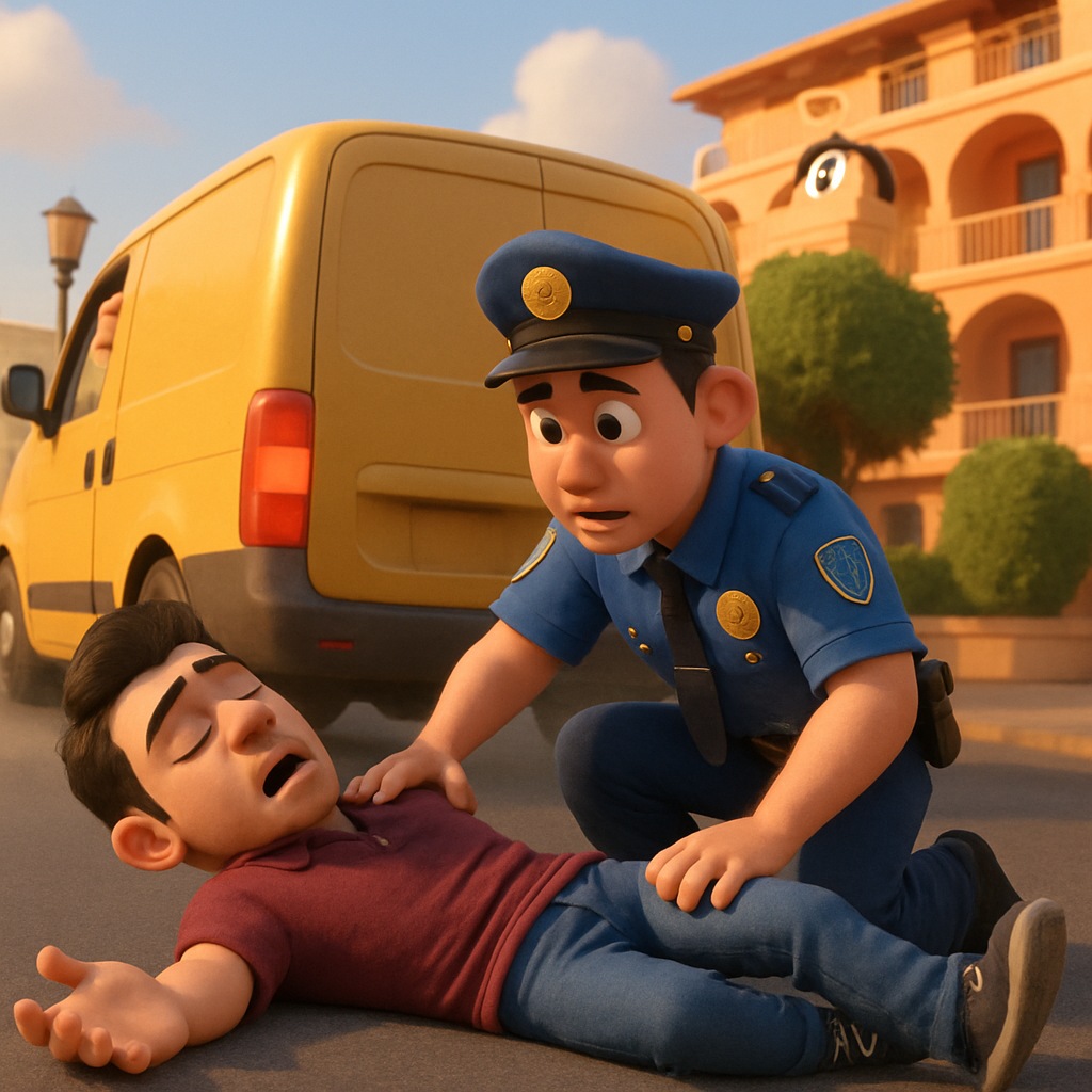 В районе Паралимни возле отеля фургон, сдававший назад, сбил 23-летнего мужчину.