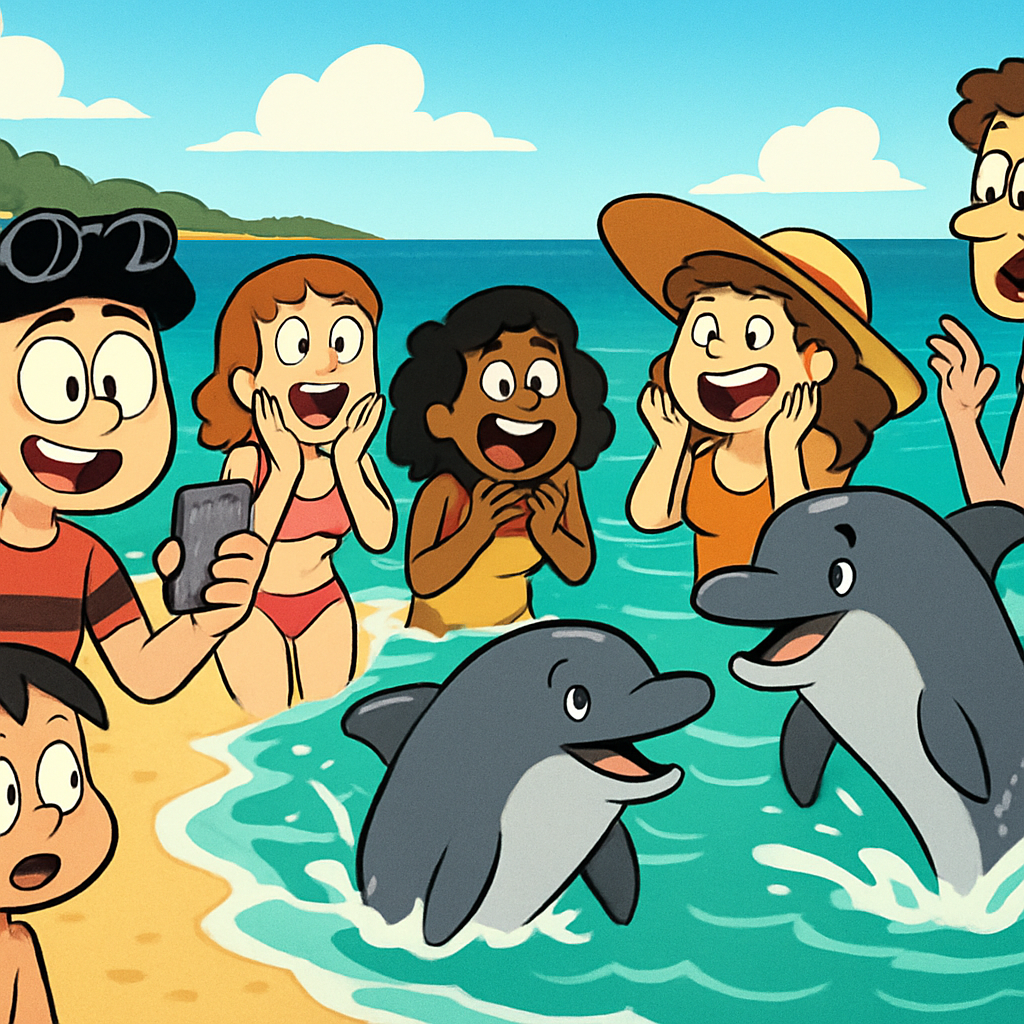 Сегодня утром на пляже Като-Пафоса два дельфина появились у берега, чем привлекли внимание множества отдыхающих.