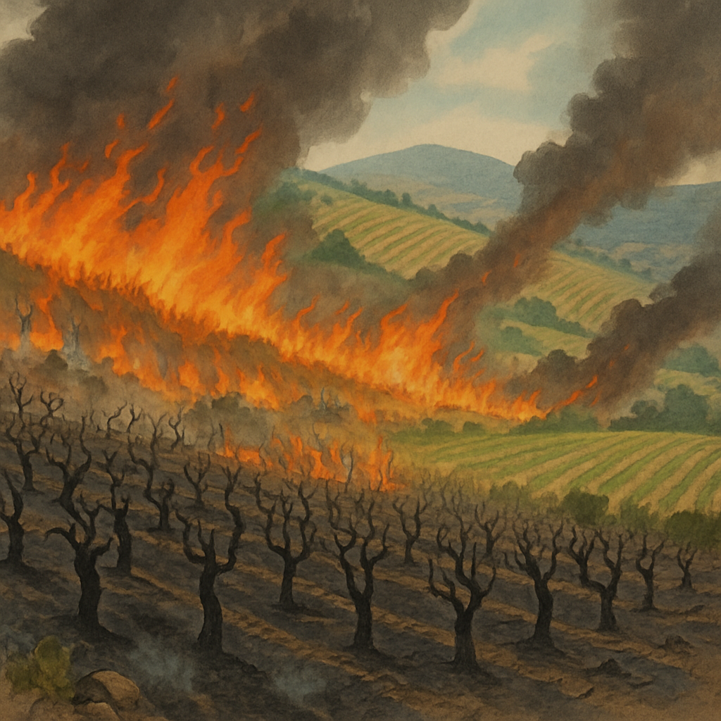 Площадь поврежденных пожаром виноградников в районе Лимассола оценивается в 55000 гектаров.