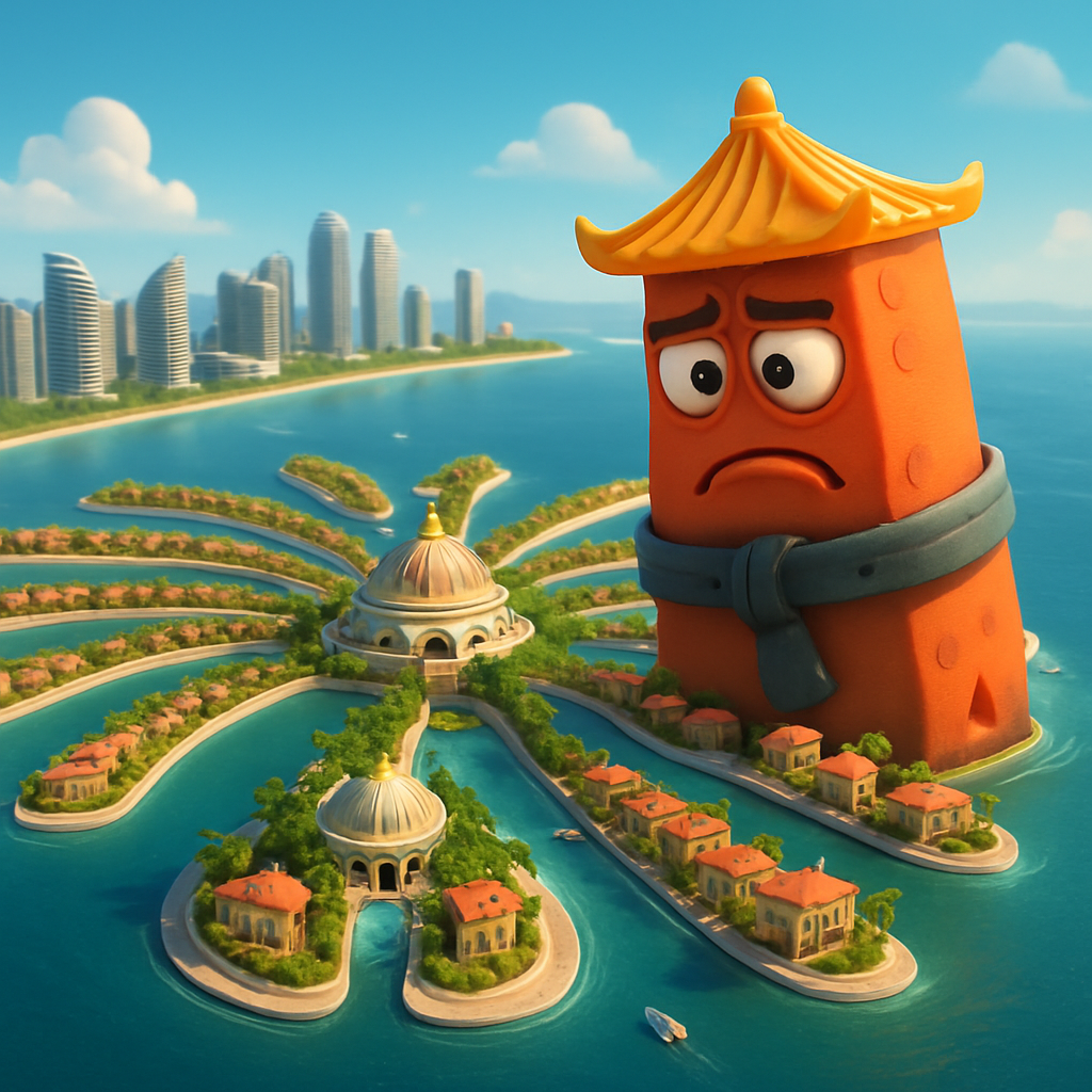 Intended as China’s version of Dubai’s palm-shaped artificial island, Ocean Flower Island is a $12 billion monument to debt-fueled economic excess.