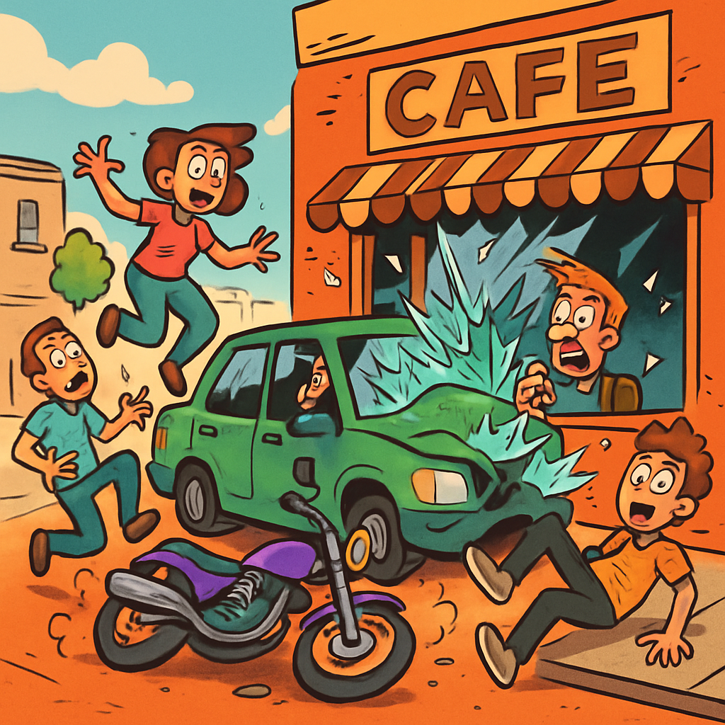 В Никосии автомобиль сбил пешеходов и мотоцикл, а после врезался в кафе.