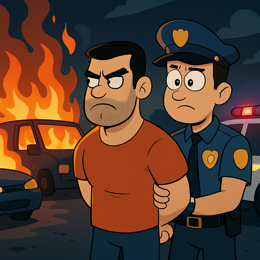 A man was arrested in Larnaca for arson of vehicles.